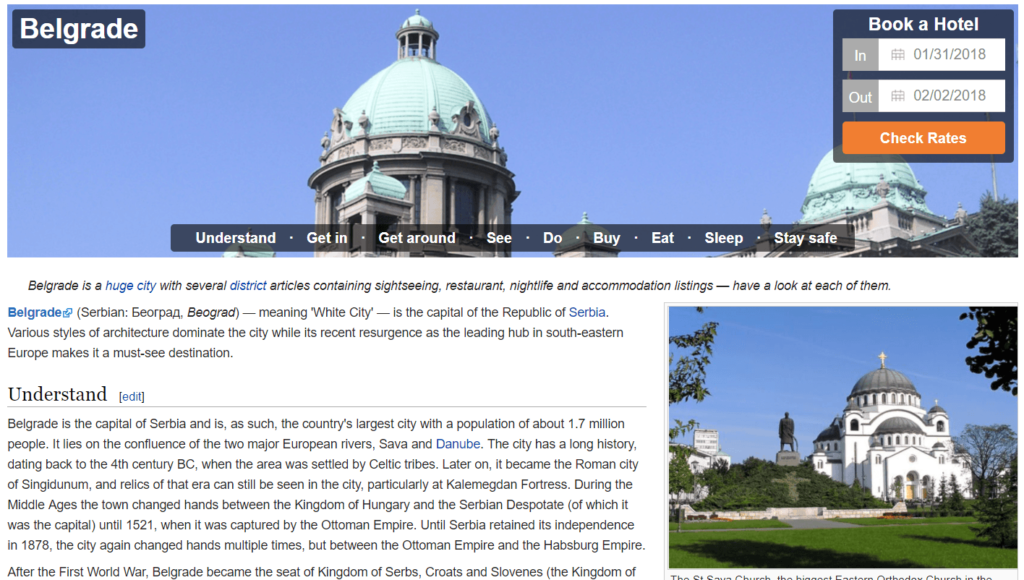 Image d'un site pour planifier un voyage.